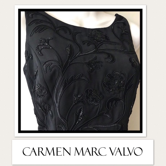 2 pcs Carmen Marc Valvo Sequin Embroidered Dress - Picture 2 of 6